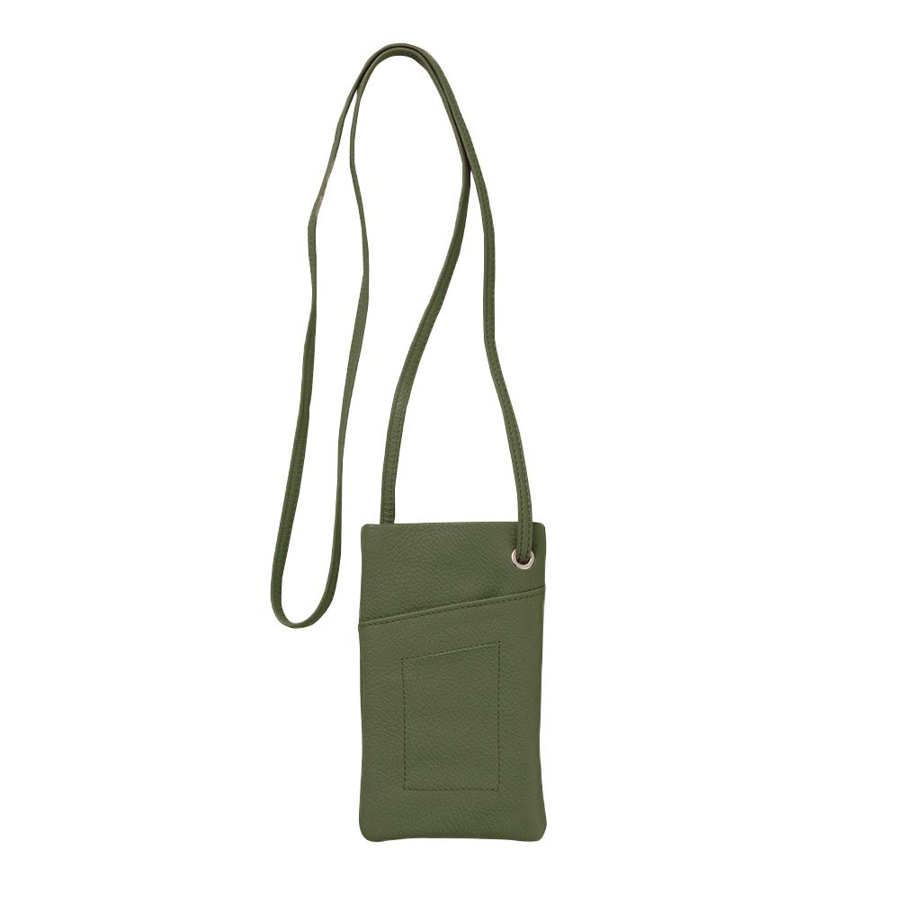 Giudi Smartphone Made In Genuine Mini Shoulder Pouch, Italy, Leather, Bag, Men's, Women's (Olive)