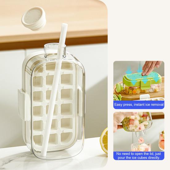 Ice Cube Mold 2-in-1 Ice Tray And Storage Cup Leakproof Seal Push-Type Ice Removal Food-Grade Ice Kettle Portable Ice Maker for Drinks
