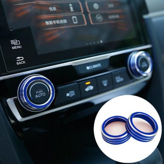Blue Center Console Air Condition Knob Cover Trim For Honda Civic 2016-