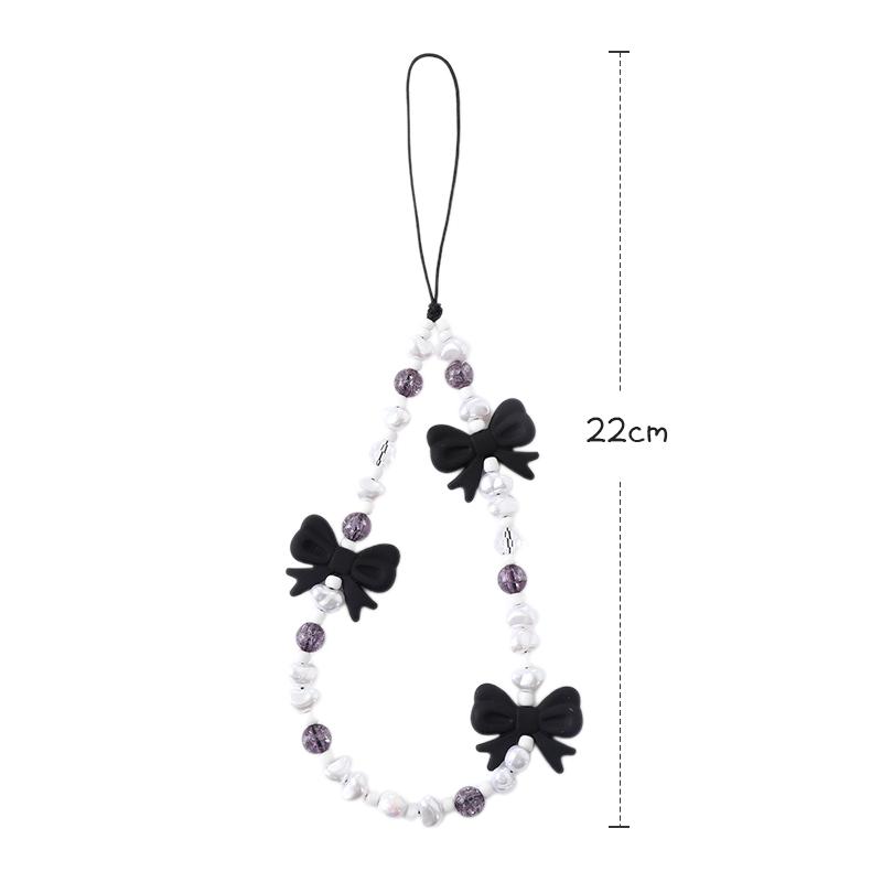 Simple Cute Kawaii Bowknot Beaded Phone Chain  Delicate Keychain For Women Girls Sweet Bag Decoration Accessories Gifts