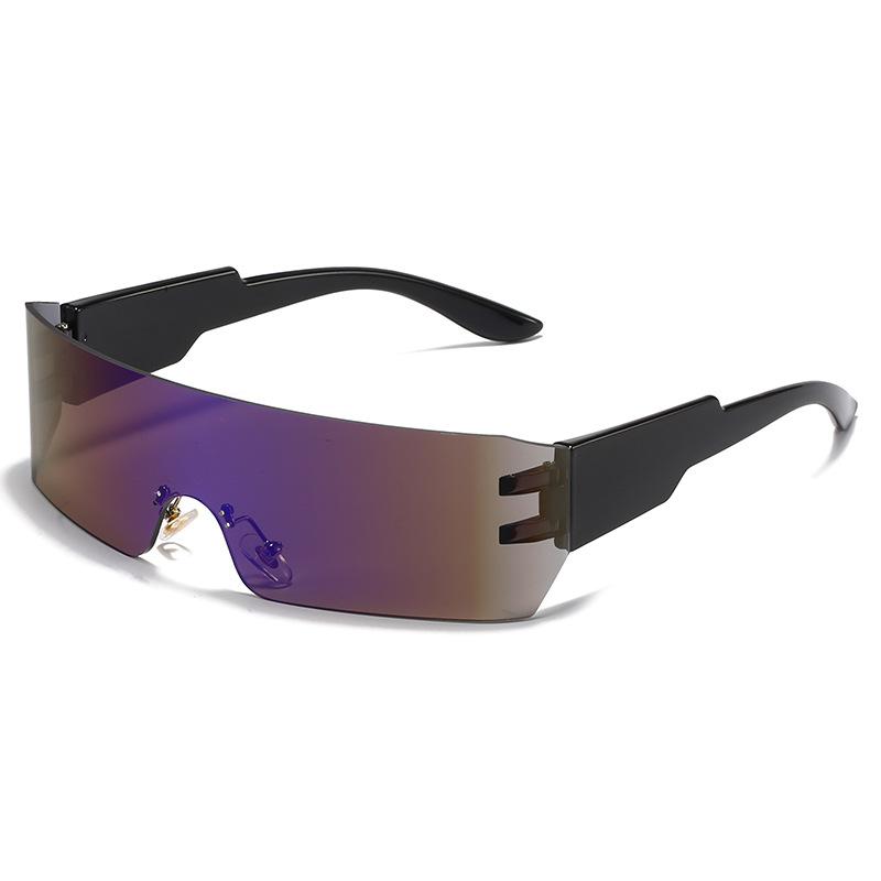 Frameless Sunglasses, Trendy Colorful Reflective Wrap Glasses, Sports Sunglasses For Women