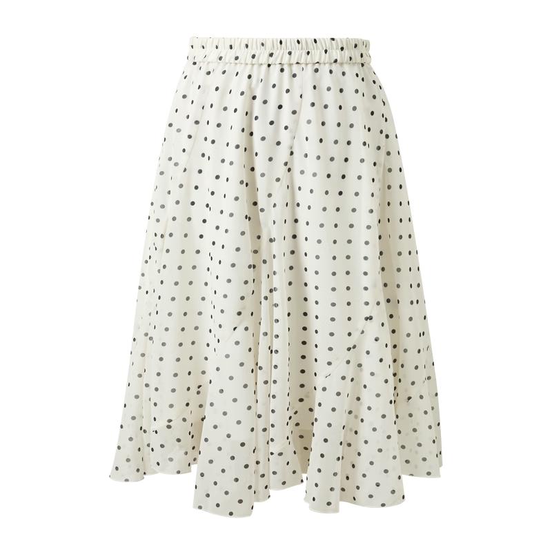 Sancai Polka Dot A-Line Midi Skirt M