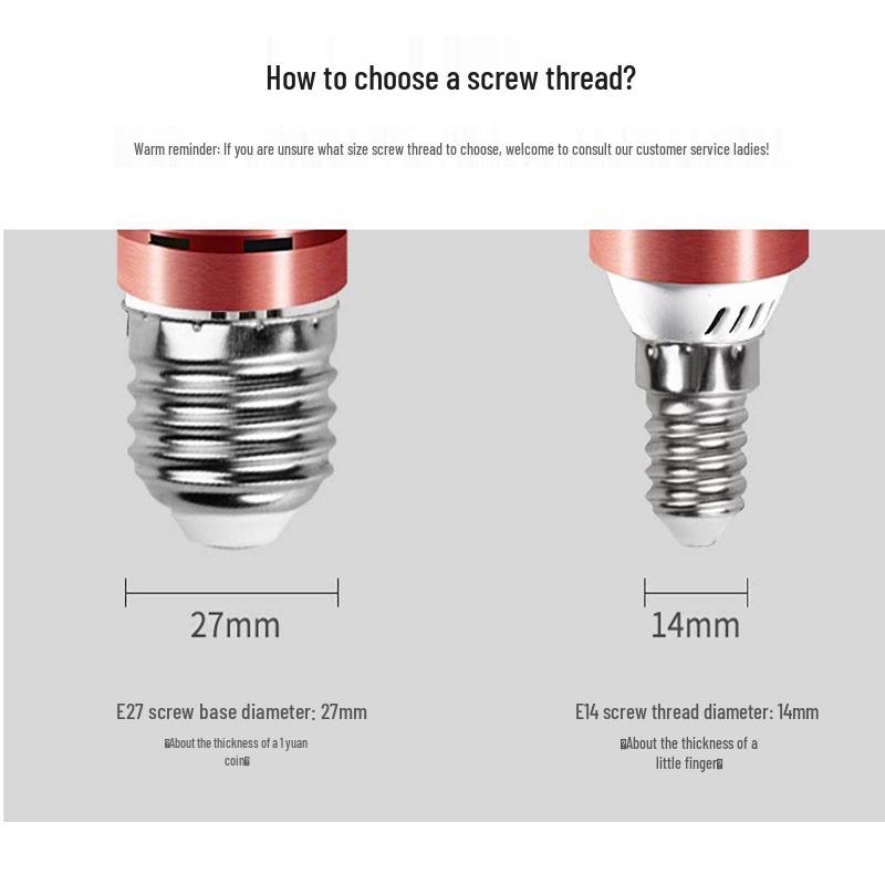 Tri-Color LED Energy-Saving Bulb: E14/E27 Base for Chandelier, Desk, Wall Lamp
