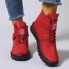 Cotton Shoes Hand-stitched Beef Tendon Soft Sole Velcro European and American Casual Velvet Thickened Warm Mother Shoes