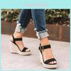 Elegant Summer Hemp Ladies Peep Toe Rope Wedge Sandals With Buckle Ankle Strap