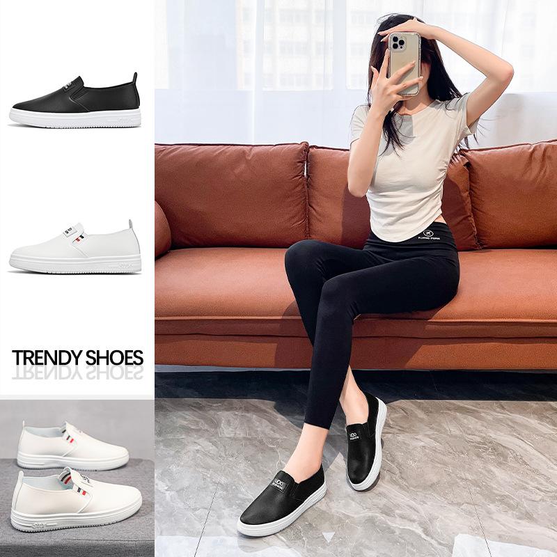Women's spring and autumn new women's shoes board shoes casual versatile soft sole non-slip shoes women's strap leather surface