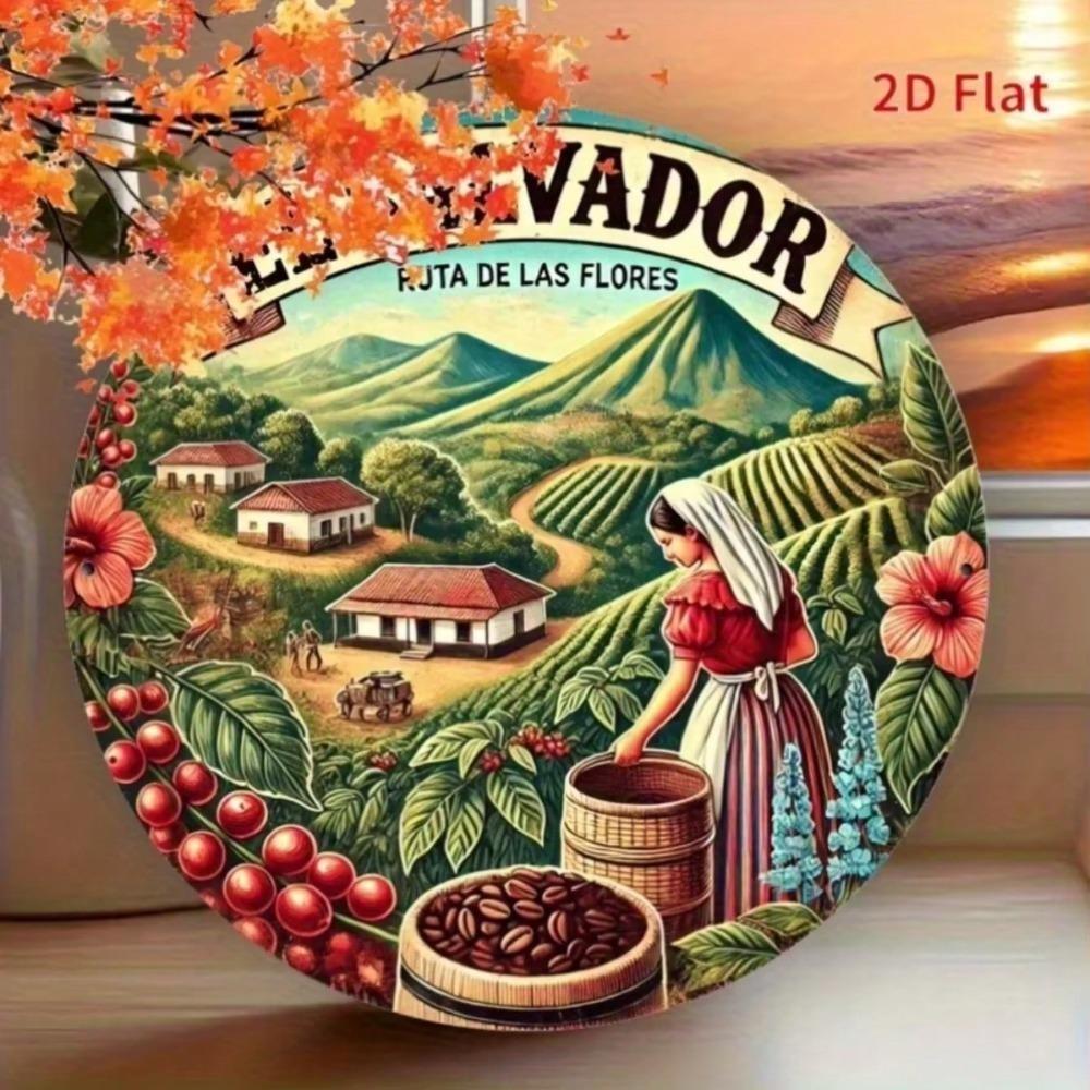 El Salvador Metal Tin Sign Ruta De Las Flores Art Farmhouse Vintage Wall Decor