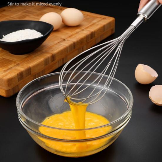 Egg Beater Set Manual Rotary Mixer with Silicone Brush Spatula Double-head Hand Push Whisk Stainless Steel Kitchen Tool for Baking Cooking