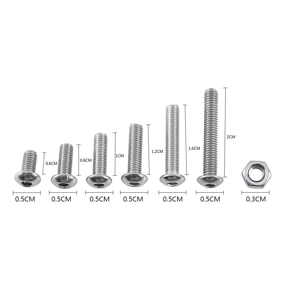 M3 Oțel Inoxidabil A2 Șuruburi cu Cap Hexagonal și Piulițe Hexagonale Asortiment(Cap nasturi)