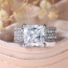 Princess Cut Crystal Big Square Stone Rings For Women Trendy Silver Color White Zircon Wedding Band Engagement Gifts