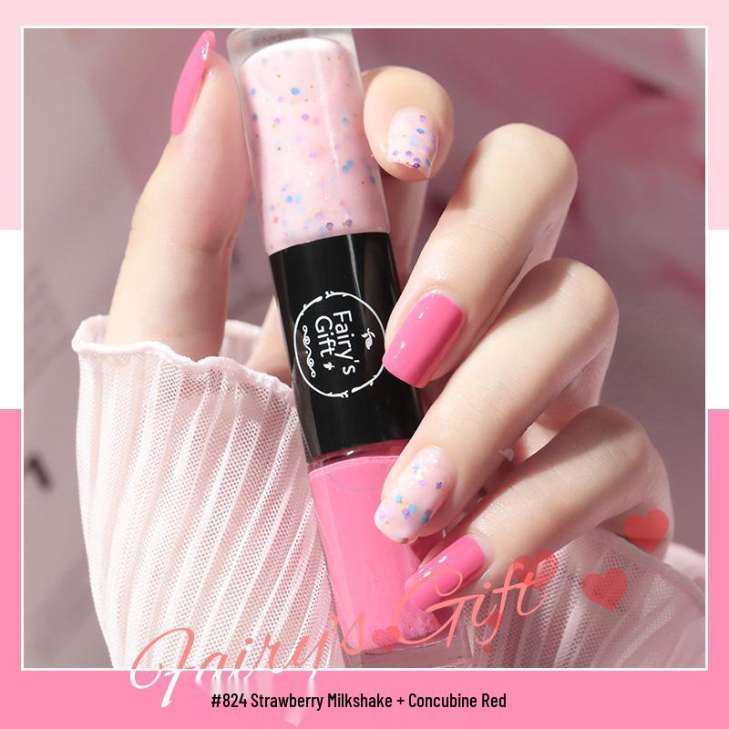 Two-Color Quick-Drying Nail Polish with Large Glitter