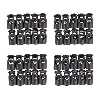 ABJI-Diámetro 8 Mm Agujero, Tapón de Cordón para Cuerda, Ganchos a Presión para Cordones, Negro, 40 Piezas