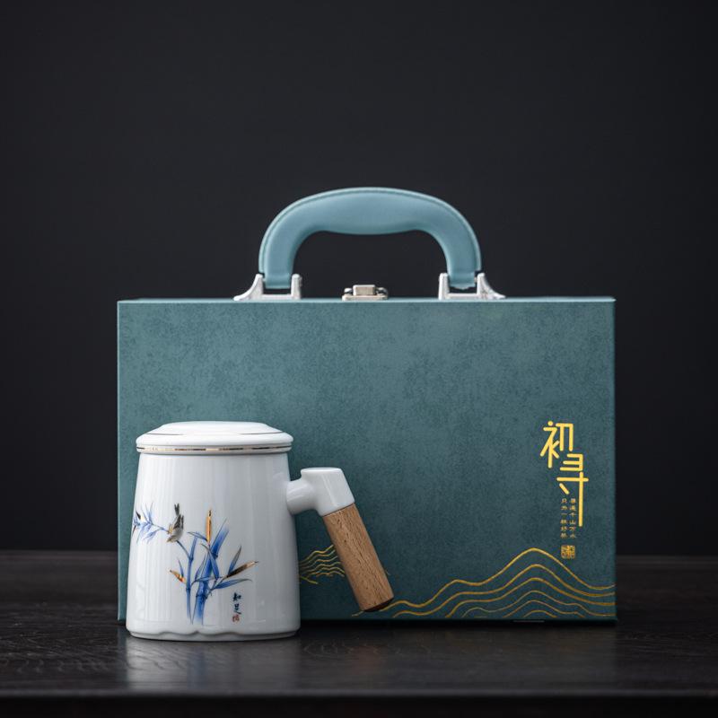 Merchandise Yingqing Office Cup Tea Set Graduation Season Souvenir Ceramic Cup Mug Company Business Gift Set