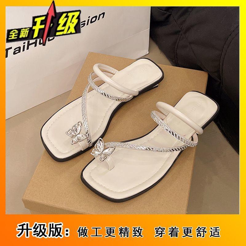 French rhinestone fairy absolutely beautiful woman cool slippers 2025 summer new fashion versatile comfortable skirt