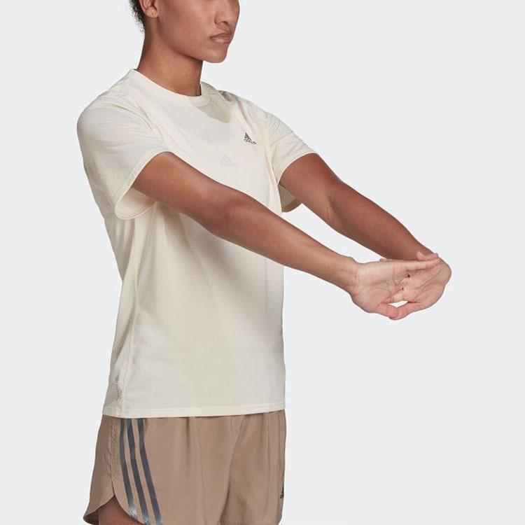 Adidas Running Logo Crew Neck Short Sleeve T-Shirt Women T-Shirts White HB9355