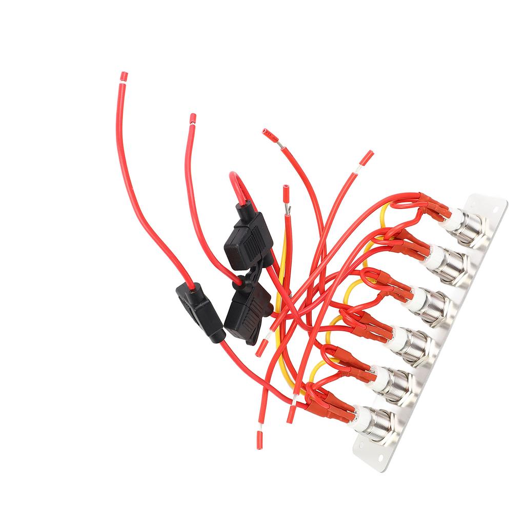 Pre Wired 6 Gang Push Button Switch Panel with Blue LED Lights for Car RV Yacht 12V24V DC System