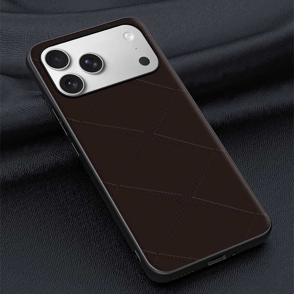 For iPhone 17 Pro Case X-Patterned TPU PU Leather PC Anti-Drop Phone Cover
