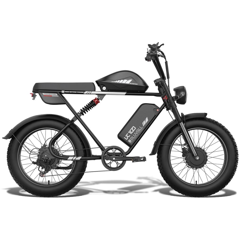 Bluvall K10 Elektrofahrrad Spitze 3000W Doppelmotor 52V 43Ah Doppelbatterie 20 Zoll Dicke Reifen Vollfederung E-Bike für Erwachsene
