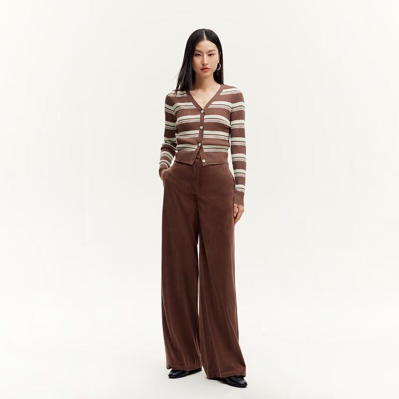 VEROMODA Women's High-Waist Textured Wide-Leg Casual Pants