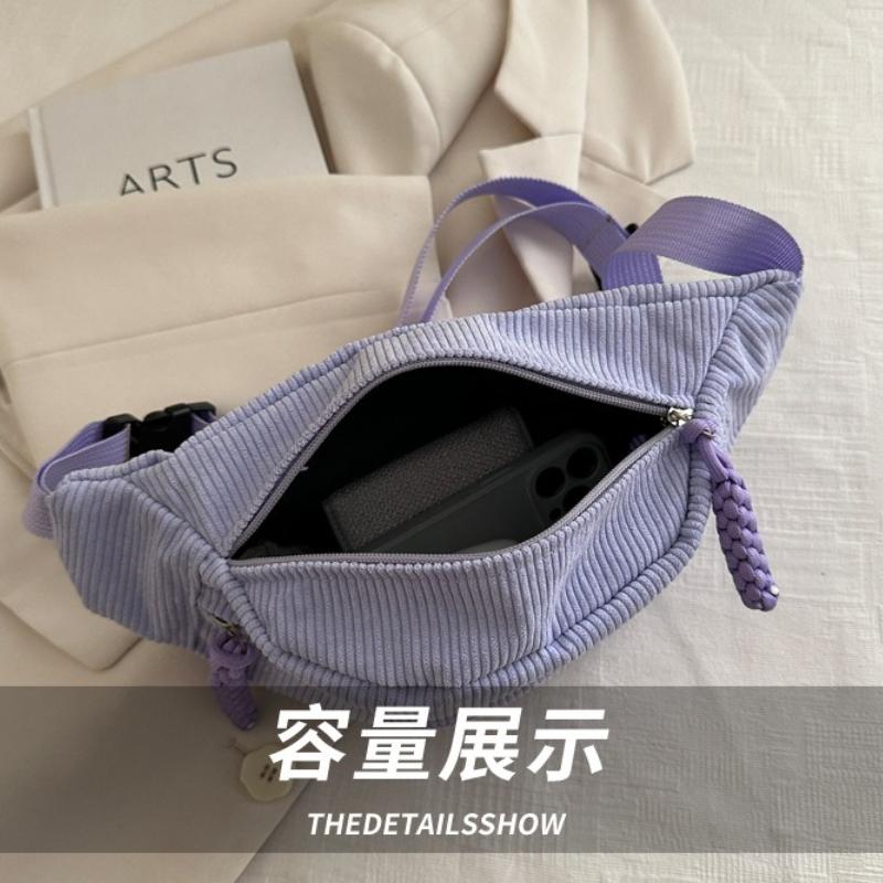 Casual Solid Color Women's Corduroy Shoulder Bags Travel Portable Ladies Crossbody Chest Bag Simple Female Phe Handbag Purse