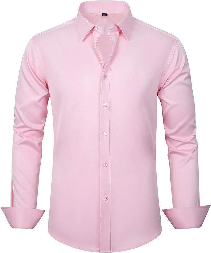 Four-sided Stretch Dress Shirt Men's Slim-fitting Long-sleeved Solid Color Simple Men's Shirt Business Casual Men's Clothing