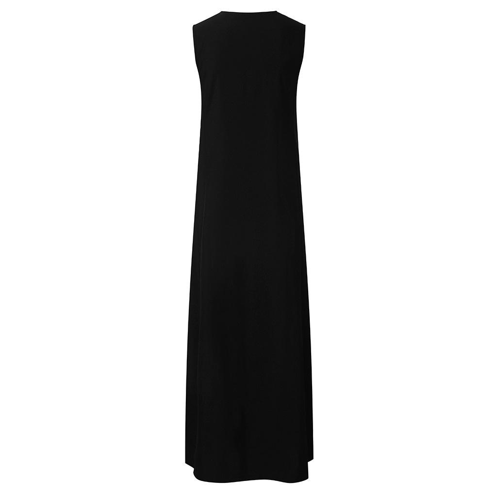 Fashion Deep V Neck Solid Color Sleeveless Long Dress Comfortable Breathable High Recognition Elegant Slimming Flattering Fit