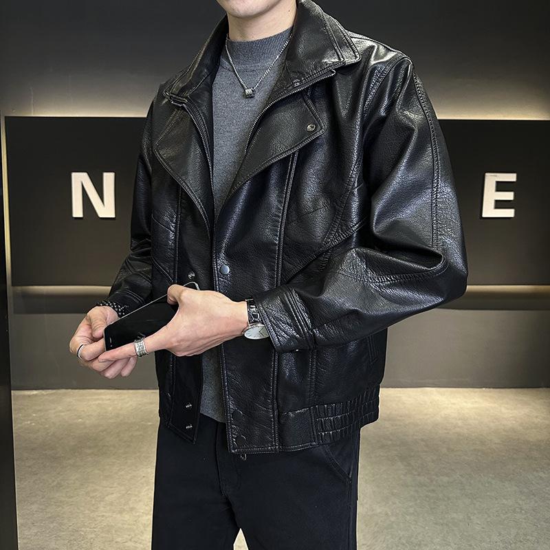 Men's High-End Faux Leather Two-Piece Jacket: 2025 Spring/Autumn/Winter Style - Cool, Handsome & Thickened.