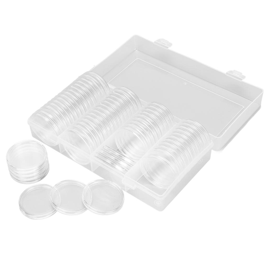 Clear Coin Storage Box 60 Pieces 41mm Coin Capsules Coin Collection Container Box for Coin Collector