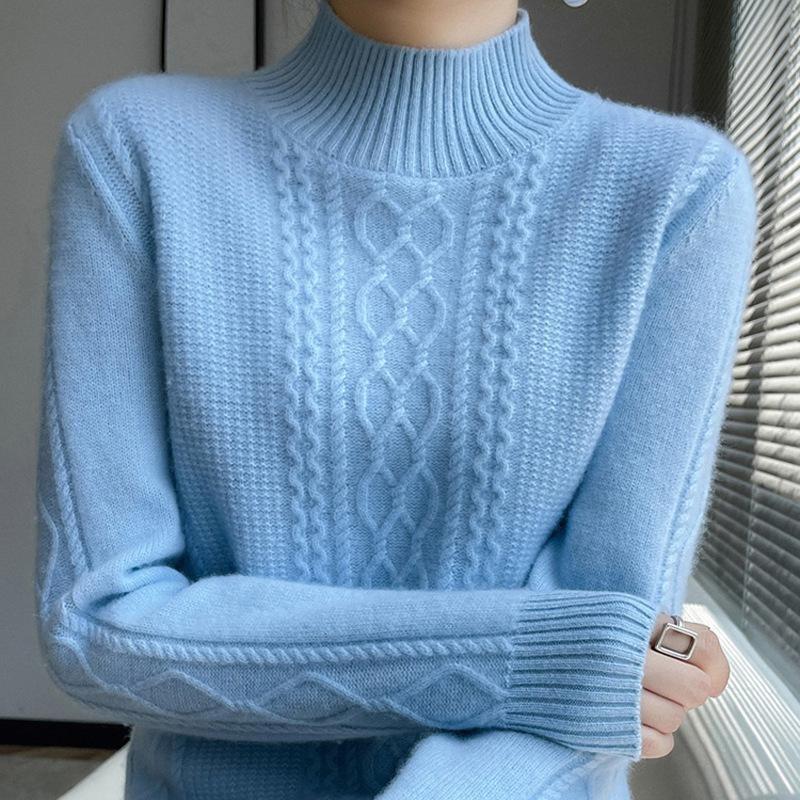 Half High Neck Loose Fitting Sweater for Women's Autumn and Winter Knitted Base Sweater
