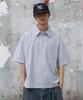 AGOD Crop Half Stripe Shirt [Navy]
