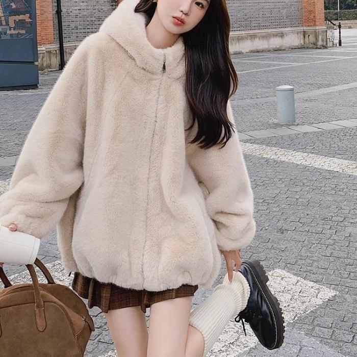 

Double Sided Wool Jacket for Women, Mid Length, Autumn and Winter New Styles, This Year s Popular Imitation Lamb Wool Jacket 3XL абрикосовий