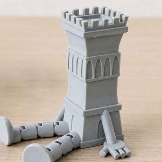 3D Printed Articulated Castle Action Figure, Flexible Fantasy Tower Toy, Creative Desk Decor & Fidget Toy, Unique Gift for Model Lovers Kids
