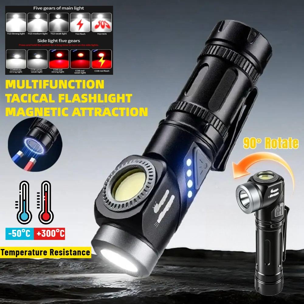 10000LM 2-in-1 LED Flashlight 90°Twist swivel Headlamp Super Bright Camping Lamp Outdoor Working Hiking Emergency Headlight Magnet Torch