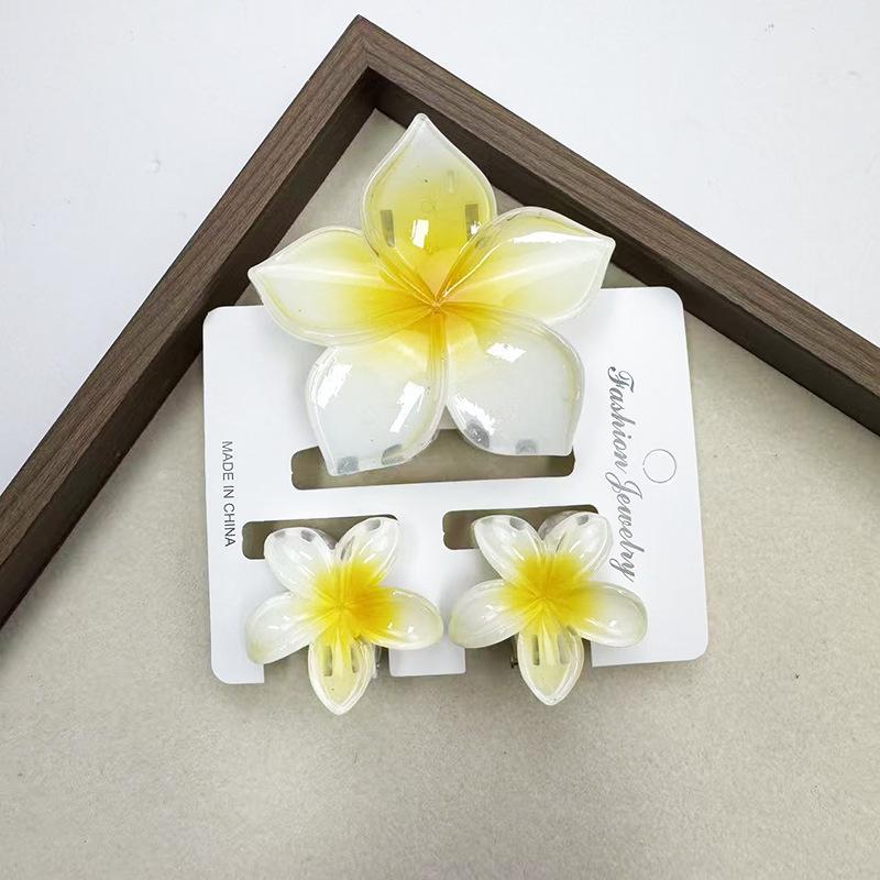 Sada skřipců do vlasů s frangipani: Květinové vlasové doplňky s imitací mramoru pro módní svátky