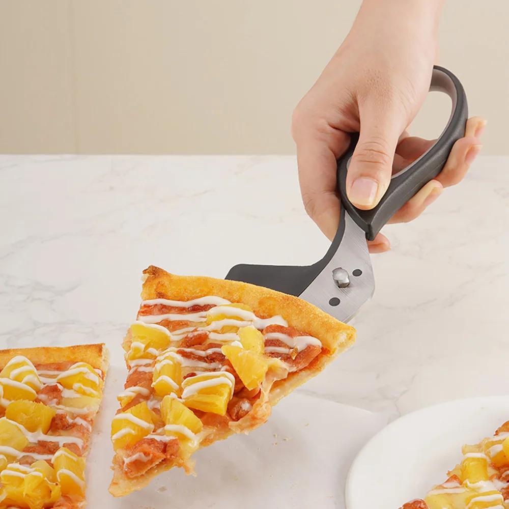 Black 2 In 1 Pizza Scissors Detachable Kitchen Scissors Barbecue Scissors Stainless Steel Blade Ergonomic Grip Pizza Cutter