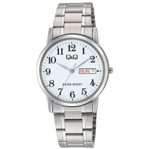 

Citizen Q&Q Men s Analog Watch, Waterproof, Date Display, Day of the Week Display, Metal Band, A206-204, White