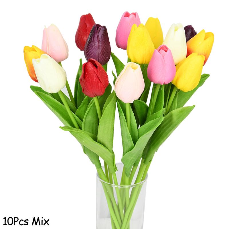 10 Stück Tulpen-Kunstblumen, fühlen sich echt an, künstlicher Blumenstrauß aus PE, für Hochzeitsdekoration, Blumen, Hausgarten-Dekoration