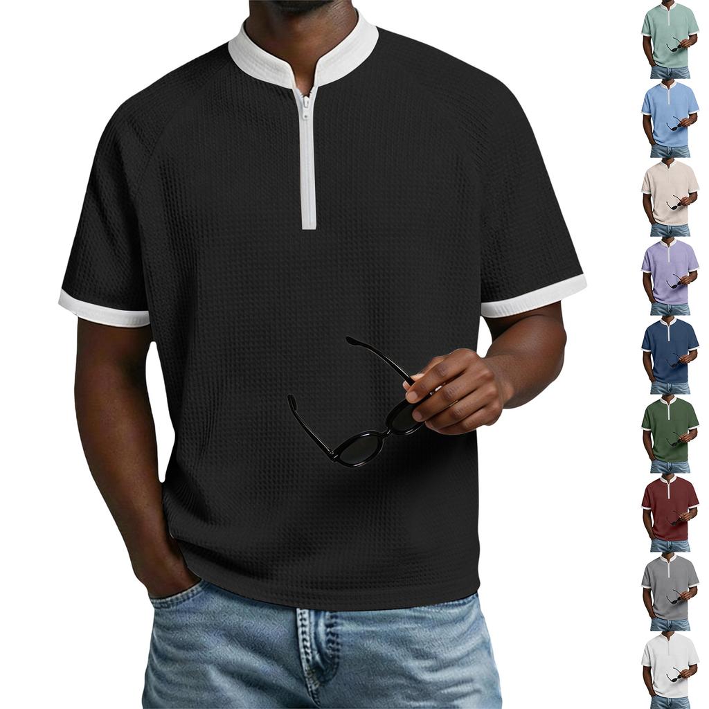 Men's Short-sleeved Shirt With Vertical Collar Colors Casual Sports Men's T-shirt