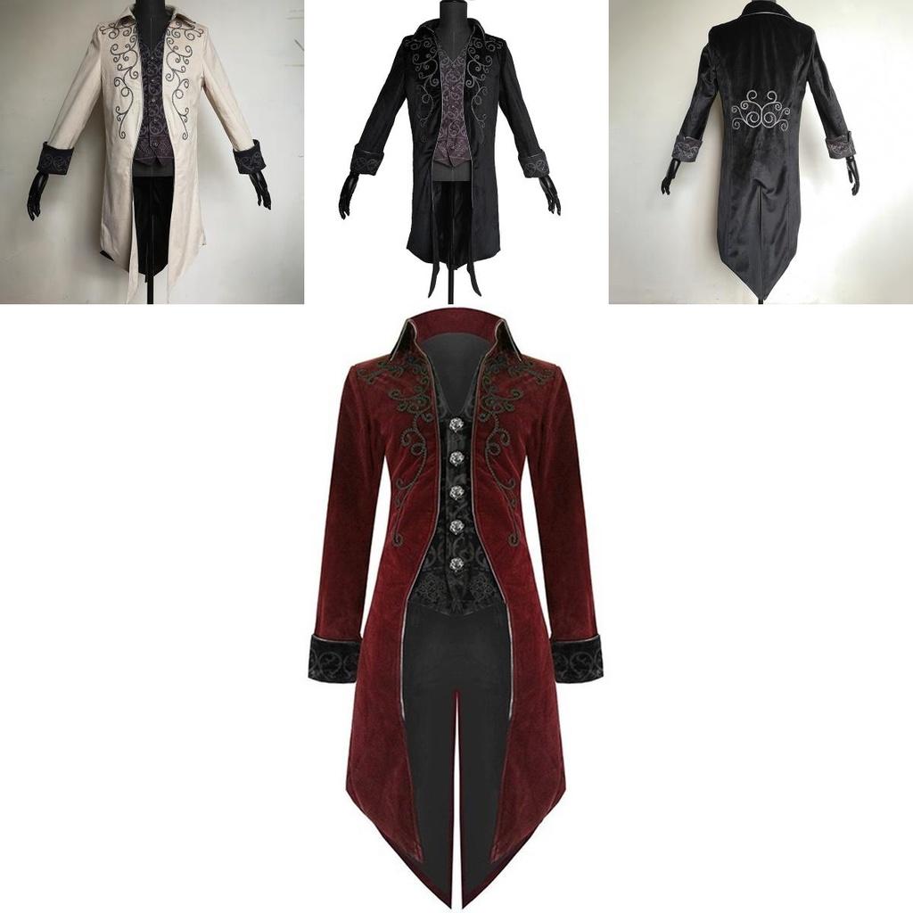 Vintage Men Tailcoat Jacket In Elegant Black For Gothic Steampunk Costume Parties