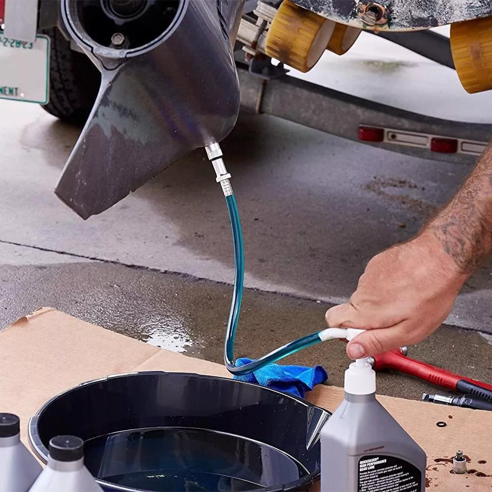 Pompă de ulei cu angrenaj al unității inferioare cu adaptoare de 3/8 inch, 8 mm și 10 mm, pentru sticle standard de un litru, motoare Outboard Mariner