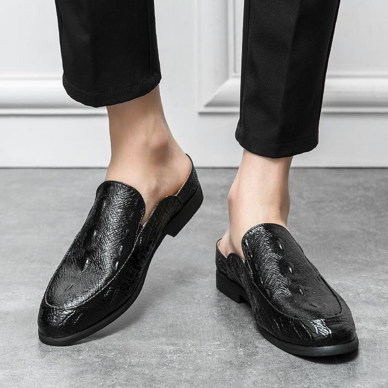 Men'S Casual Leather Shoes With British Style, One Foot Slip Loafers, Formal Leather Shoes XRS-672