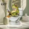 Acryl-Schreibtisch-Ornament Frosch auf Toilette Dekoration, 2D Lustige Badezimmer-Regalfigur, Niedliche Figuren-Dekoration Zusammengebaute Statue für Schreibtisch Wohnzimmer Büro,