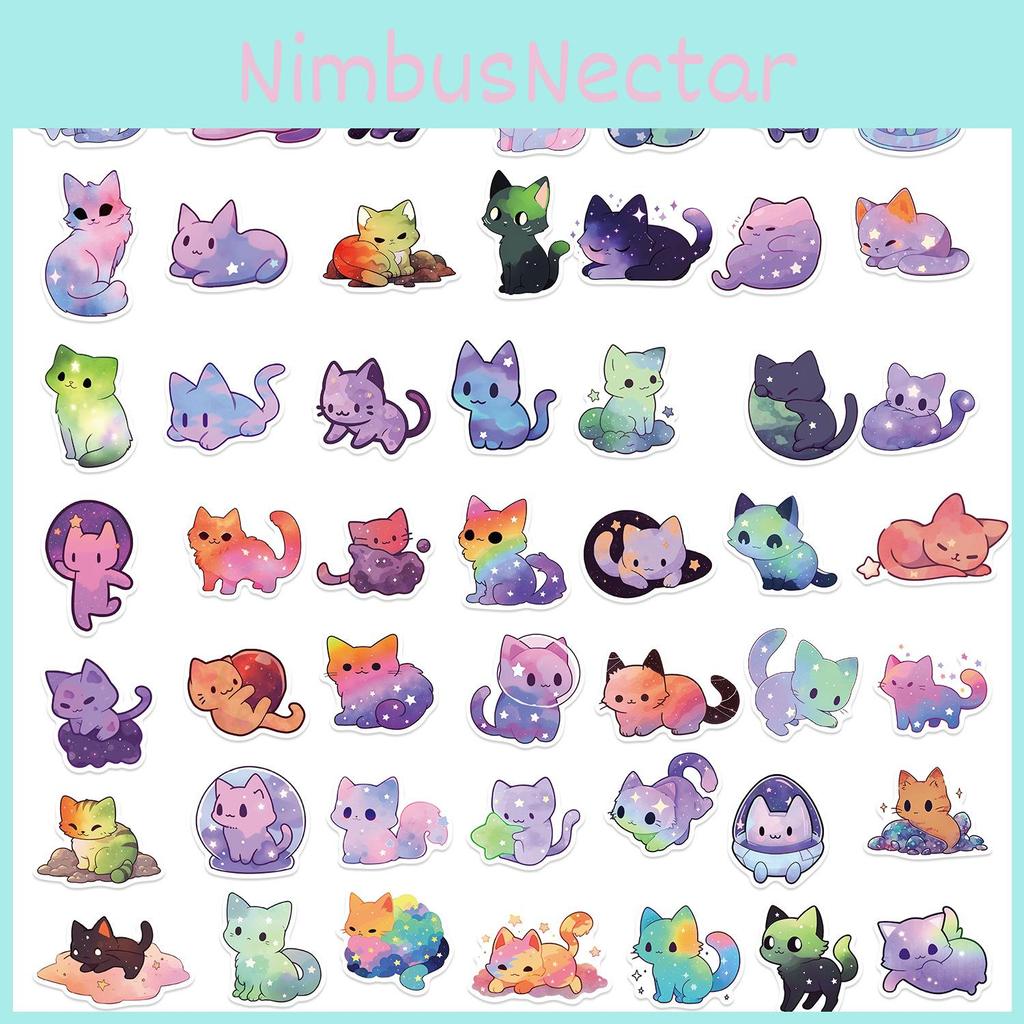 Colorful Starry Sky Cat Graffiti Stickers Decor For Guitar Notebook Luggage Diy Waterproof Decals Wholesale