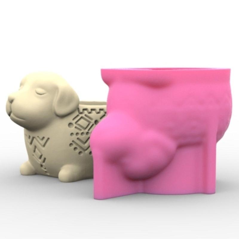 Succulent Plant Silicone Mold Puppy Shaped Flower Pots Mould Practical Concrete and Gypsum Mould for Floral Planter