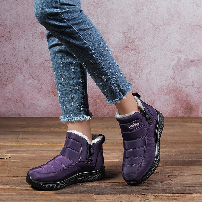 Snow Boots Women's Plus Size Plus Velvet Thick Cotton Shoes Warm Mid-tube Boots Waterproof
