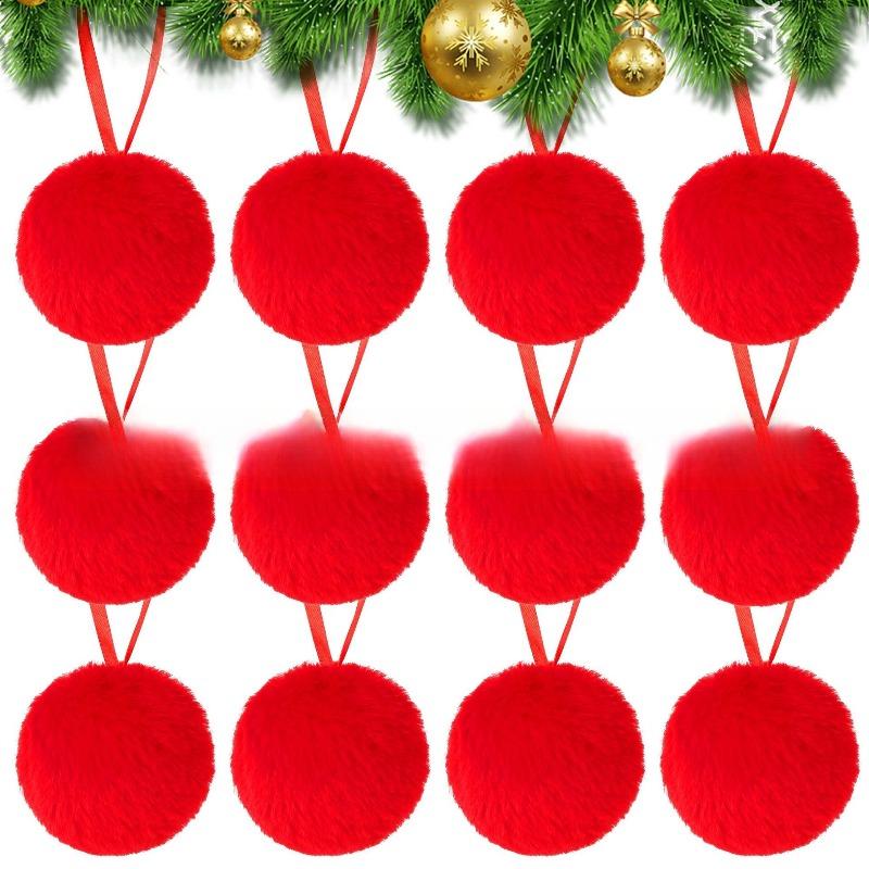 12pcs/set Bow Pom-pom Christmas Decor Set Christmas Stocking Pendant Green Hairpin Rabbit Green Ball Christmas Tree Ornament