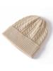 Cashmere Blend Thick Vintage Cable Beanies Women Solid Ribbed Hem Soft Knitted Cap Hat Woolen Autumn Winter Warm Skull Caps