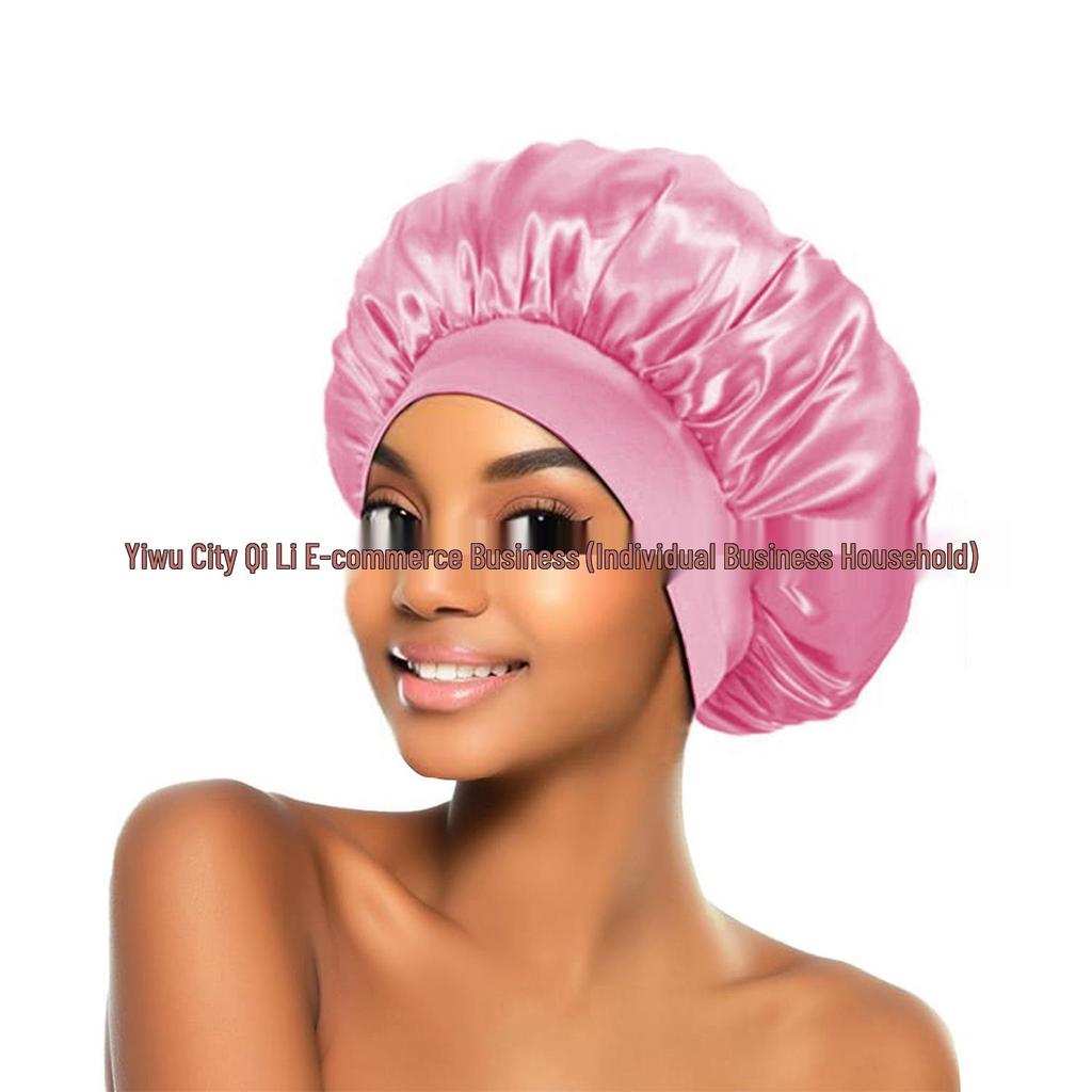 Women's Satin Wide-Brim Nightcap for Hair Care & Styling