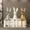 Ceramiczna Figurka Siedzącego Królika z Długimi Uszami Dekoracja Krawędzi Stołu Luksusowa Dekoracja Domu Salon Półka na Książki Szafka na Wino Ozdoby Artystyczne
