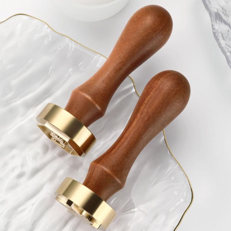 Wood Handle Ice Stamper Ice Engraving Tool With Intricate Carved Pattern For Cocktails Chocolate Desserts Embossing